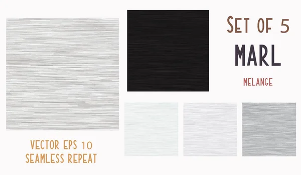 Beyaz Gri Siyah Marl Heather Doku Arkaplanı. Dikey tişörtlü sahte pamuk kumaş. Vektör Deseni Tasarımı. Tekstil Etkisi İçin Açık Gri Melanj Uzay Boyası. Vektör Eps 10 Döşeme 5 