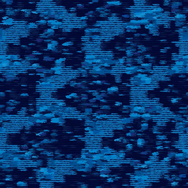 Klassisk Blue Ocean Water Texture. Marina Aqua Sea Wave sömlösa mönster. Djupt mörk levande fläckig stil. Målad konst effekt bakgrund. Textil, tapet. Över hela utskriftsvektorn Eps 10 Kakel. — Stock vektor