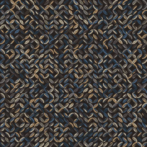 Texture vectorielle effet mosaïque feuille foncée. Modèle de mélange sans couture géométrique masculin. Fond de formes irrégulières panachées dessinées à la main. Texturé classique bleu brun hipster allover impression swatch . — Image vectorielle