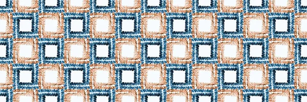 흰 바탕에 줄로 만든 낚시용 그물을 만들었습니다. 손으로 해상 벡터 바다없는 경계 패턴을 그렸습니다. 여름의 헤딩은 다듬어 지고 있어. 전형적 인 파란 산호 그물 트위스트 실. 리본 가장자리 eps10 — 스톡 벡터