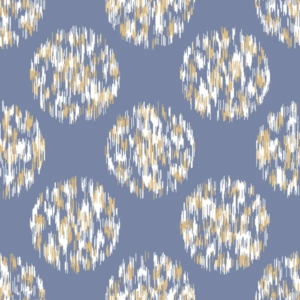 French shabby chic stylized dotty vector texture background. White blue polka dot glitch seamless pattern. Modern Melange wallpaper home decor swatch. Marl blotched ikat circle style all over print — Stok Vektör