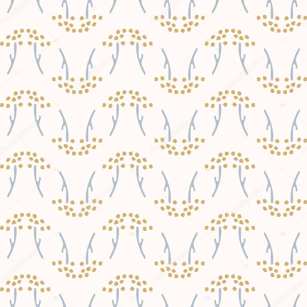 French shabby chic tiny seed vector stripe background. Dainty flower in blue and yellow off white seamless pattern. Hand drawn floral interior home decor swatch. Classic farmhouse style allover print