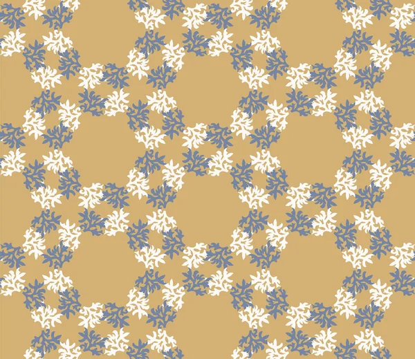 French shabby chic damask vector texture background. Dainty flower in blue yellow on off white seamless pattern. Hand drawn floral interior home decor swatch. Classic farmhouse style all over print — Stockvektor