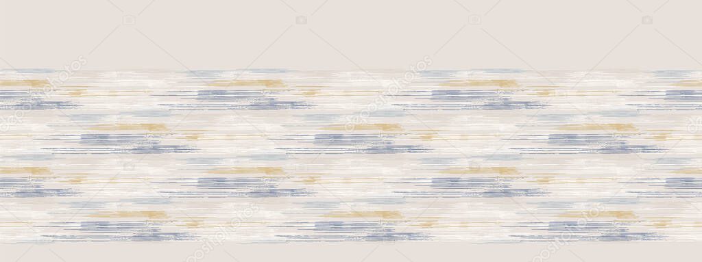 Grey french linen vector broken wave stripe border texture seamless pattern. Brush stroke grunge abstract banner background. Country farmhouse style textile. Irregular distressed wavy striped trim