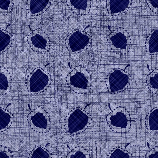 Çivit mavisi boyanmış yaprak efekti dokusu arka planı. Kusursuz Japon kumaş örnekleri. Boyalı dikiş motif beyazlatıcı boya bırakır. Kimono tekstil kumaşının her yerinde erkeksi Asya füzyonu var. — Stok fotoğraf