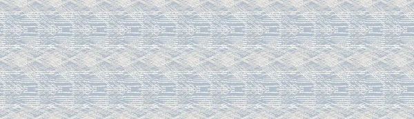 Grey french linen vector texture seamless border pattern. Brush stroke grunge woven abstract banner background. Country farmhouse style textile. Irregular distressed marks ribbon trim in gray blue. — Stock Vector