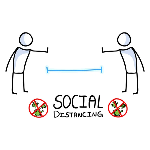 Corona virüslü çocuklar sosyal uzaklık bilgisini karikatürize ediyorlar. Viral grip, yapışkan şekle yardımcı olur. Aileyi soyutlamak için eğitici bir grafik. Küçük çocuklar için dostane bir ikon. Vektör güvenlik uyarısı.