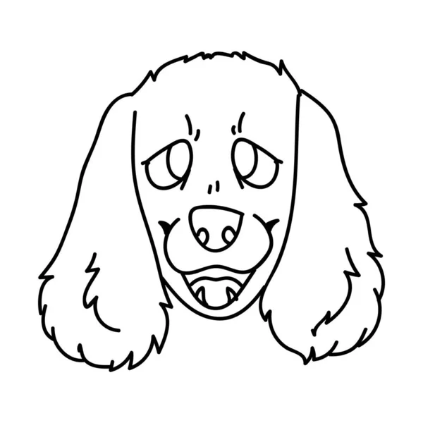 Cute cartoon monochrome lineart cocker spaniel face dog vector clipart. Pedigree kennel doggie breed for dog lovers. Purebred domestic for pet parlor illustration mascot. Isolated canine hunting — Stock Vector