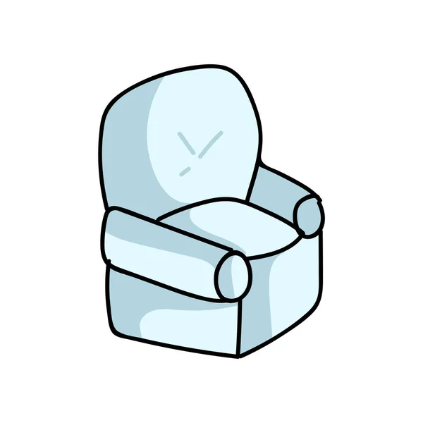 Fauteuil de salon de dessin animé mignon pour clipart vectoriel de meubles de ménage. Décor de maison siège inclinable de salon pour l'illustration du confort de vie. Graphique de relaxation dessiné à la main stylisé. Siège isolé EPS 10 . — Image vectorielle