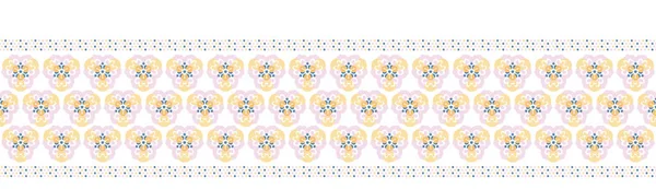 Pastel roze bloemen pansy streep vector achtergrond. Keukenlinnen van wit naadloos bannerpatroon. Met de hand getekend vrouwelijk bloemig interieur washi masking tape lint. Mooie lente zomer rand. — Stockvector