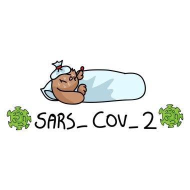 Sarah Cov 2 kriz tavşanı hasta ve yatakta Corona virüsü var. Çocuklar için covid 19 bilgisi olan şirin bir tavşan. Arkadaş canlısı çocuk karakterinin bir parçası. Bulaşıcı grip taşıyıcısı. 