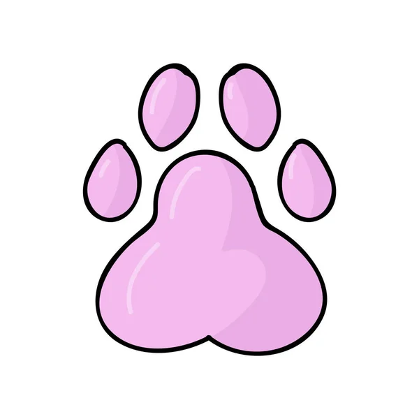 Cute cartoon cat paw print vector clipart. Wildlife animal foot print for dog lovers. Stylized fun kids nature trail. Illustration mark. Isolated claw walking print. EPS 10. — Stock Vector