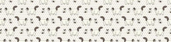Χαριτωμένο καρτούν Ragdoll γάτα και γατάκι απρόσκοπτη μοτίβο σύνορα. Το γενεαλογικό γατάκι εκτρέφει οικιακό γατάκι. Εραστής γάτας χνουδωτή καθαρόαιμη κορδέλα. Περικοπή Feline EPS 10. — Διανυσματικό Αρχείο