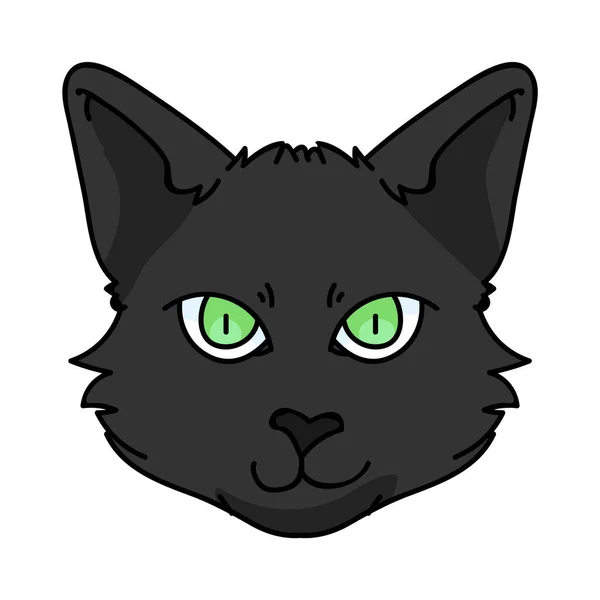 Netter Cartoon Bombay Katze Gesicht Vektor Cliparts. Rasse Pedigree Kitty für Katzenliebhaber. Reinrassiges schwarzes Hauskätzchen als Maskottchen für die Tierstube. Isolierte Katzenhauskatze. EPS 10. — Stockvektor