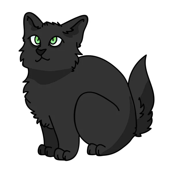 Desenhos animados bonitos Bombay gatinho clipart vetor. Pedigree raça gatinho para os amantes do gato. Gatinho doméstico preto puro para mascote ilustração pet parlor. Housecat felino isolado. EPS 10 . —  Vetores de Stock