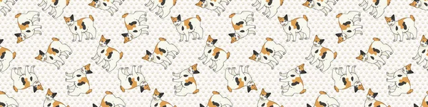 Desenhos animados bonitos japonês bobtail gato padrão de borda sem costura. Pedigree kitty raça doméstica kitty fundo. Amante do gato calico fita washi de raça pura. Guarnição de EPS 10 felino . — Vetor de Stock