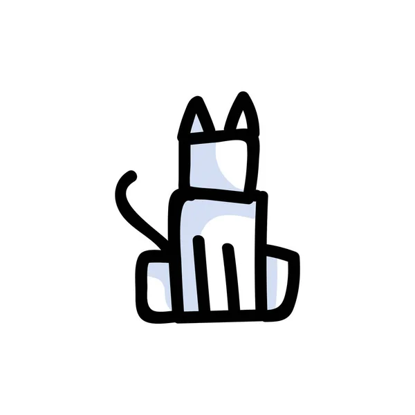 Симпатичная фигурка из палочки, сидящая икона. Пиктограмма котенка Кавайи для зоосалона. Иллюстрация характера животных. Кошачья векторная графика . — стоковый вектор