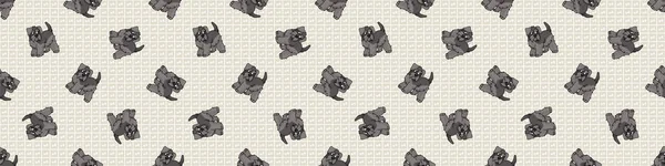 El çizimi şirin schnauzer köpek yavrusu kusursuz sınır desenli. Safkan, evcil köpek geçmişi. Köpek sever İngiliz av hayvanı washi kurdelesi. Köpek kulübesi EPS 10. 