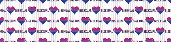 Söt asexuellt hjärta med text tecknad sömlös vektor gräns. Hand dras isolerad stolthet flagga för HBTQ blogg. Homosexuell kärlek på randig bakgrund över hela utskriften. Gemenskapens tolerans. — Stock vektor