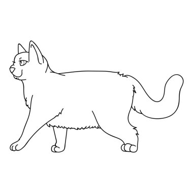 Şirin monokrom lineart İngiliz kısa hava kedisi vektör klipsi. Kedi sevenler için soylu kedi yavrusu. Evcil hayvan evi illüstrasyon maskotu için safkan kedi yavrusu. İzole kedi barınağı. EPS 10.