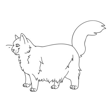 Sevimli karikatür, bez bebek kedi monokrom lineart vektör klibiti. Kedi sevenler için soylu kedi yavrusu. Evcil hayvan salonu illüstrasyon maskotu için safkan evcil kedi. İzole kedi barınağı. EPS 10. 