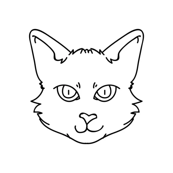 Desenhos animados bonito monocromático Bombay gatinho rosto lineart clipart vetor. Pedigree raça gatinho para os amantes do gato. Gatinho doméstico preto puro para mascote ilustração pet parlor. Felino isolado.. EPS 10 . —  Vetores de Stock