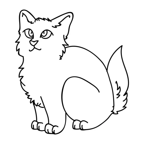 Aranyos rajzfilm monokróm Bombay cica lineart vektor előfizető. Törzskönyv cica tenyészt macskák szerelmeseinek. Fajtatiszta fekete házimacska kisállat szalon illusztráció kabala. Elszigetelt macska házikó. EPS 10. — Stock Vector