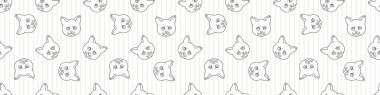 Şirin çizgi film monokrom İngiliz kısa hava kedi yüzlü, dikdörtgen vektör kenarı. Pedigree lineart kedicik evcil kedicik yetiştirir. Kedi sever İngiliz safkanı her yere bulaşmış. Kedi EPS 10. 