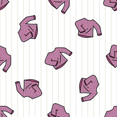 Elle çizilmiş şirin pembe pijama gömleği, kusursuz vektör deseni. Huzurlu bir uyku için ekoseli sevimli uyku giysileri. Her yerde pembe ve mavi pijama var. Rahatlama EPS 10. 