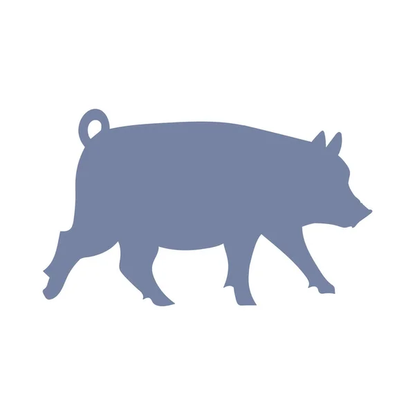 かわいいフランスの農家豚のシルエットベクトルクリッパー。手はみすぼらしいシックなスタイルのカントリーファームキッチンを描いた。農場動物豚肉家畜牧場のグラフィックのイラスト。EPS 10. — ストックベクタ