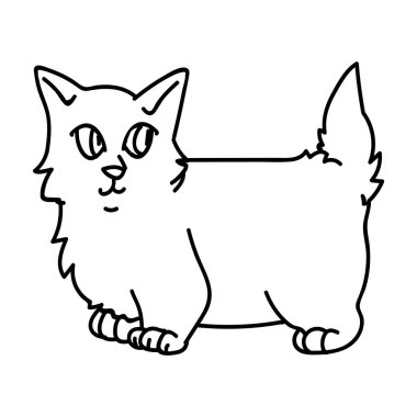 Şirin çizgi film, küçük kedi yavrusu çizgi film çizimi. Kedi sevenler için soylu kedi yavrusu. Tek renkli evcil hayvan salonu illüstrasyon maskotu için safkan gri kedi yavrusu. İzole kedi barınağı. EPS 10.