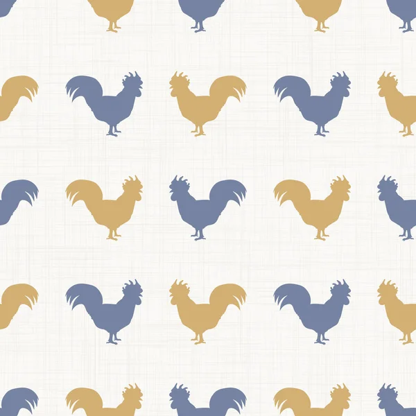 シームレスなフランスの農家のカクテルとシルエットパターン。農家リネンみすぼらしいシックなスタイル。素朴な風合いを背景に手描き。カントリーファームキッチンデザイン。鶏肉は全体的に繊維をカット. — ストックベクタ