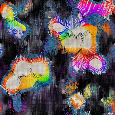 Kusursuz canlı gökkuşağı boyalı doku. Kalın birincil renk sanatsal arka plan. Boya kalemi, kusursuz olmayan fırça darbesi deseni. Komik renkli, çocuksu soyut. Her yerde eğlenceli çocuk resimleri var.. 