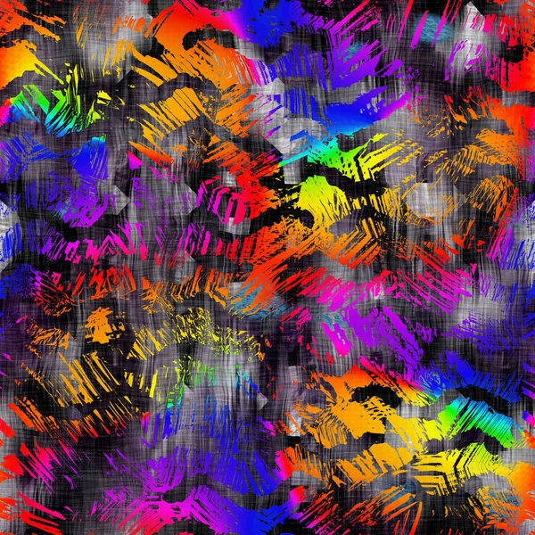 シームレス鮮やかな虹色の質感を描いた。大胆な一次色の芸術的背景。洗浄クレヨンスクリブル不完全なブラシストロークパターン。面白いカラフルな子供のような抽象的な。楽しい子供アート｜print. — ストック写真