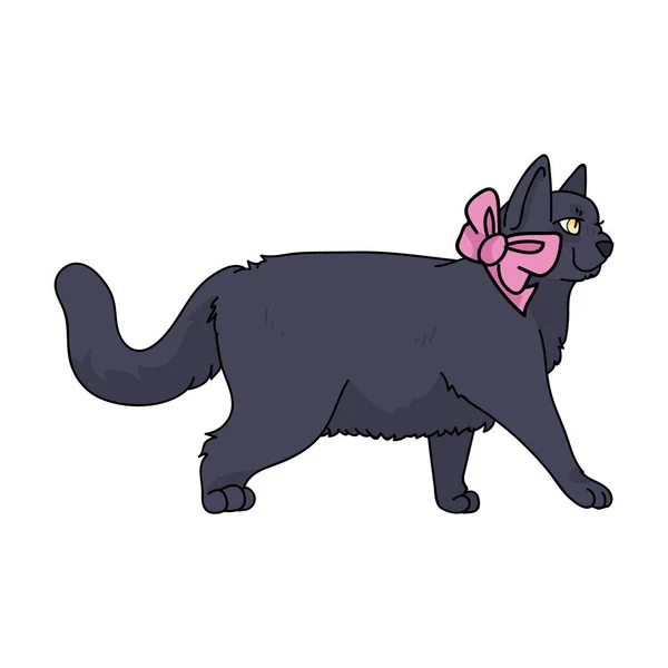 Симпатичный карикатурный британский короткошерстный кот с розовым бантом. Родословная порода кошек для любителей кошек. Чистый домашний котенок для талисмана иллюстрации домашнего животного. Изолированный кошачий хаусекат. EPS 10 . — стоковый вектор