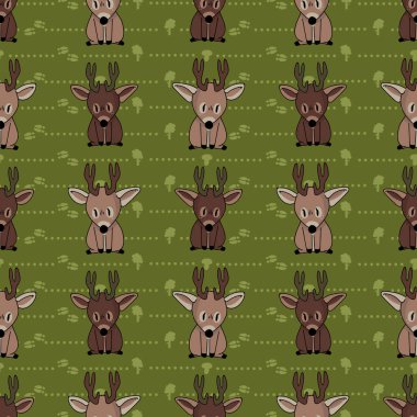 Şirin ormanlık iki geyik vektör illüstrasyonu. Boynuzlu geyik. Çocuksu bir el çizimi. Oyun hayvan dekoru için, boho çocuklar moda, moda karalama orman grafik tasarımı. 