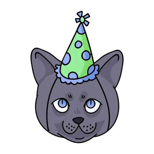 Симпатичный карикатурный британский короткошерстный котенок с векторным клипартом в шляпе. Родословная порода кошек для любителей кошек. Кошка для талисмана зоосалона. Изолированный кошачий хаусекат. EPS 10 . — стоковый вектор