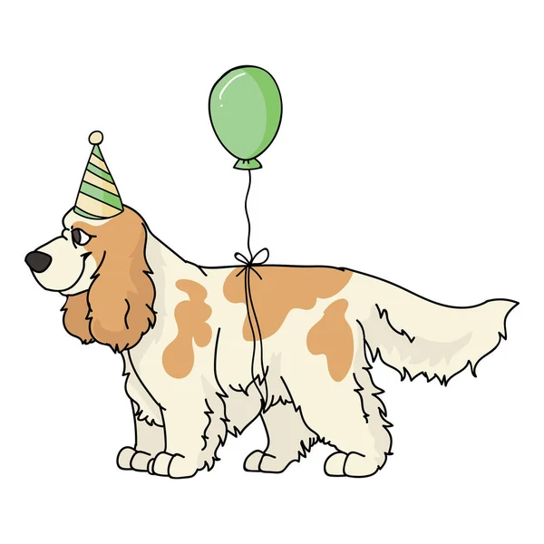 Χαριτωμένο σκυλί κόκερ σπάνιελ καρτούν με κόμμα καπέλο διάνυσμα κλιπ. Εραστές σκύλων για παιδιά. Καθαρόαιμο οικιακό κουτάβι για την απεικόνιση μπαλόνι μασκότ. Απομονωμένη αγγλική ράτσα κυνηγιού σκύλων. EPS 10. — Διανυσματικό Αρχείο
