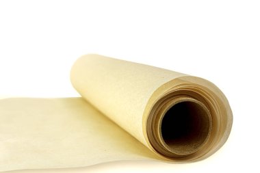 roll of parchment baking paper isolated on a white background. Side view. clipart