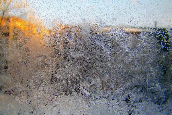 Fenêtre d'hiver gelée. contexte — Photo