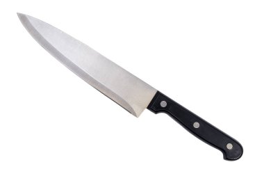 Çelik mutfak bıçağı beyaza izole edilmiş. Proje ve tasarım için nesne.