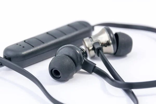 Wireless earbuds, Bluetooth handsfree headset on white backgroun — Stock Photo, Image