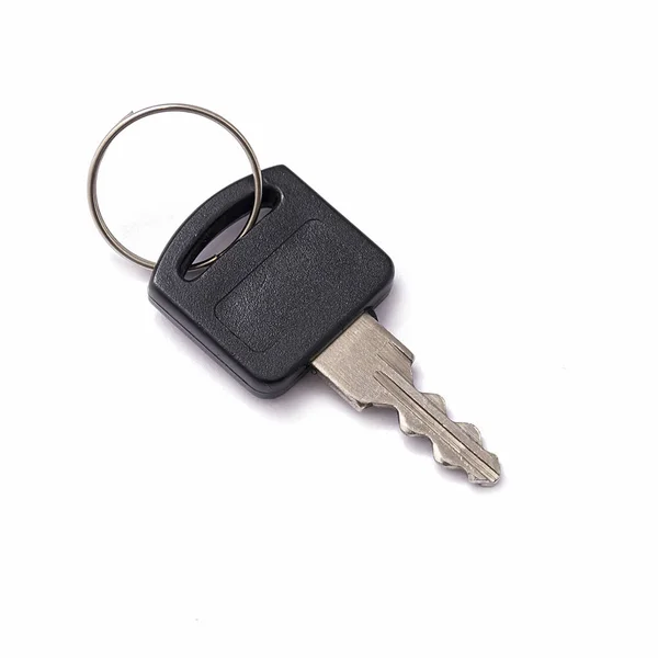 Single key with ring isolated on a white background. Key from the mailbox on a white background. — Stok fotoğraf