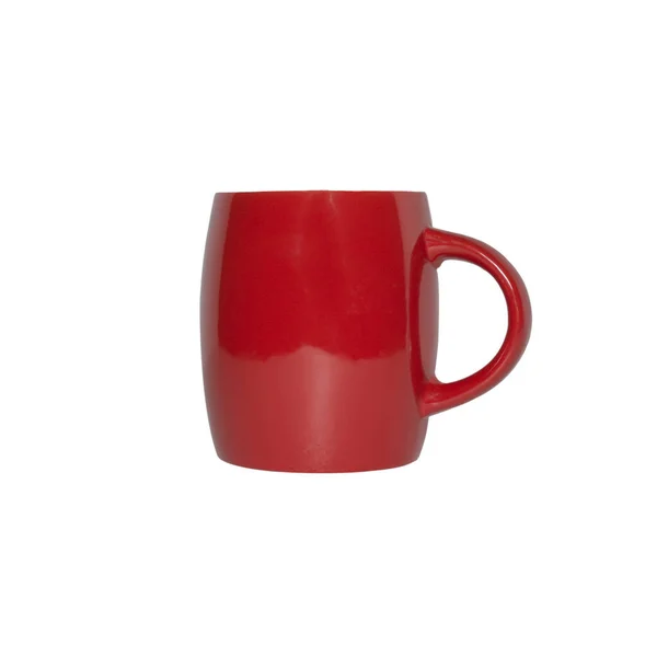 Taza hermosa roja aislada sobre fondo blanco. Objeto para su proyecto o diseño . — Foto de Stock