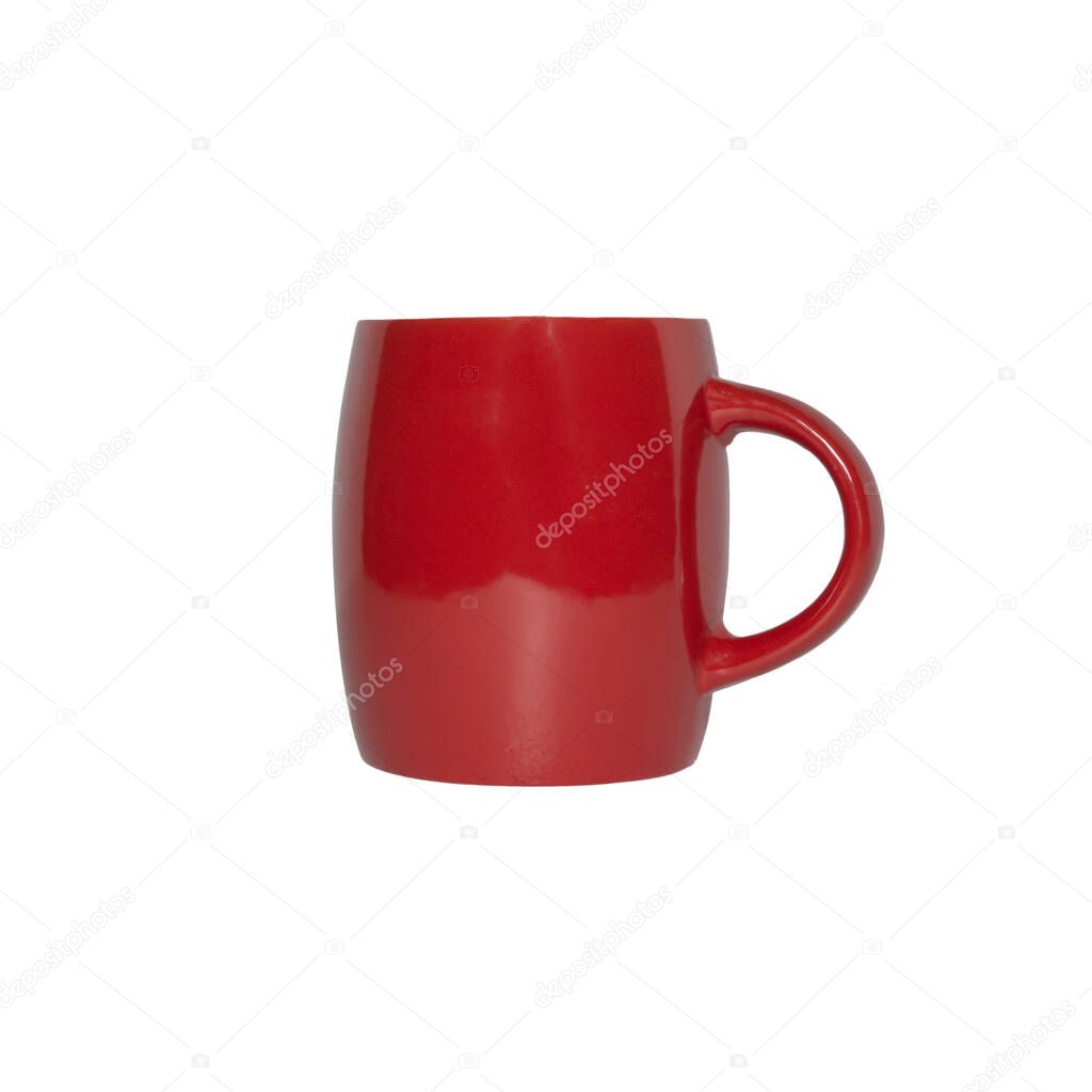 Red beautiful mug isolated on white background. Object for your project or design.