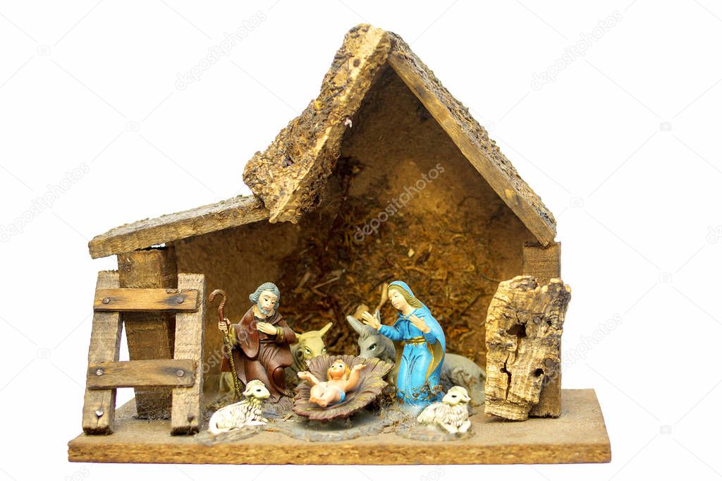 composition depicting the Nativity of Christ. Isolation on a white background for the project and design.