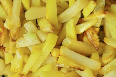 Yumuşak odaklanma. Patates kızartması. Lezzetli patates kızartması. yumuşak odak