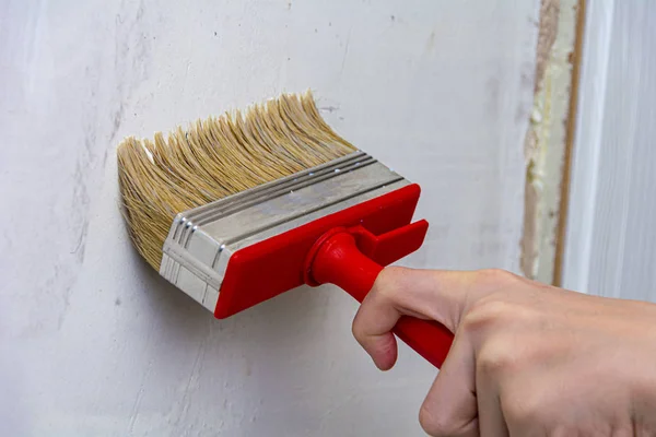 Interior decoration of a house or room. Primer the walls with a 