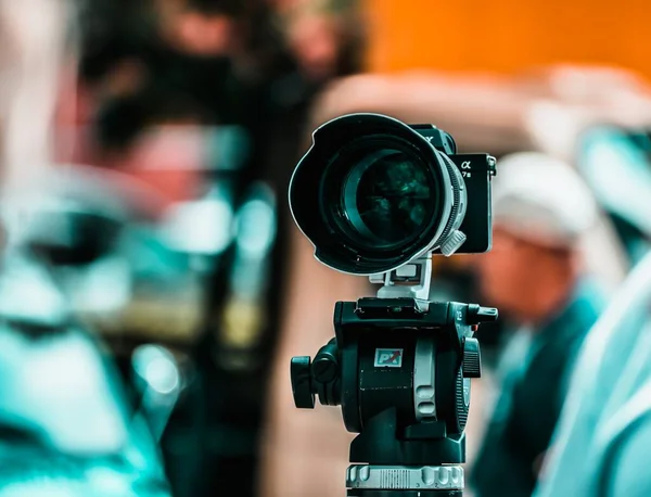 Kamera Pełnoklatkowa Nagrywania Wideo Mikrofonem — Zdjęcie stockowe