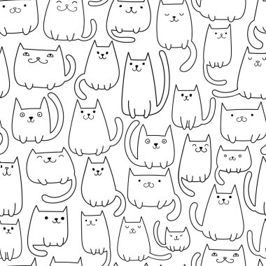 Sevimli kediler ile sorunsuz vektör desen